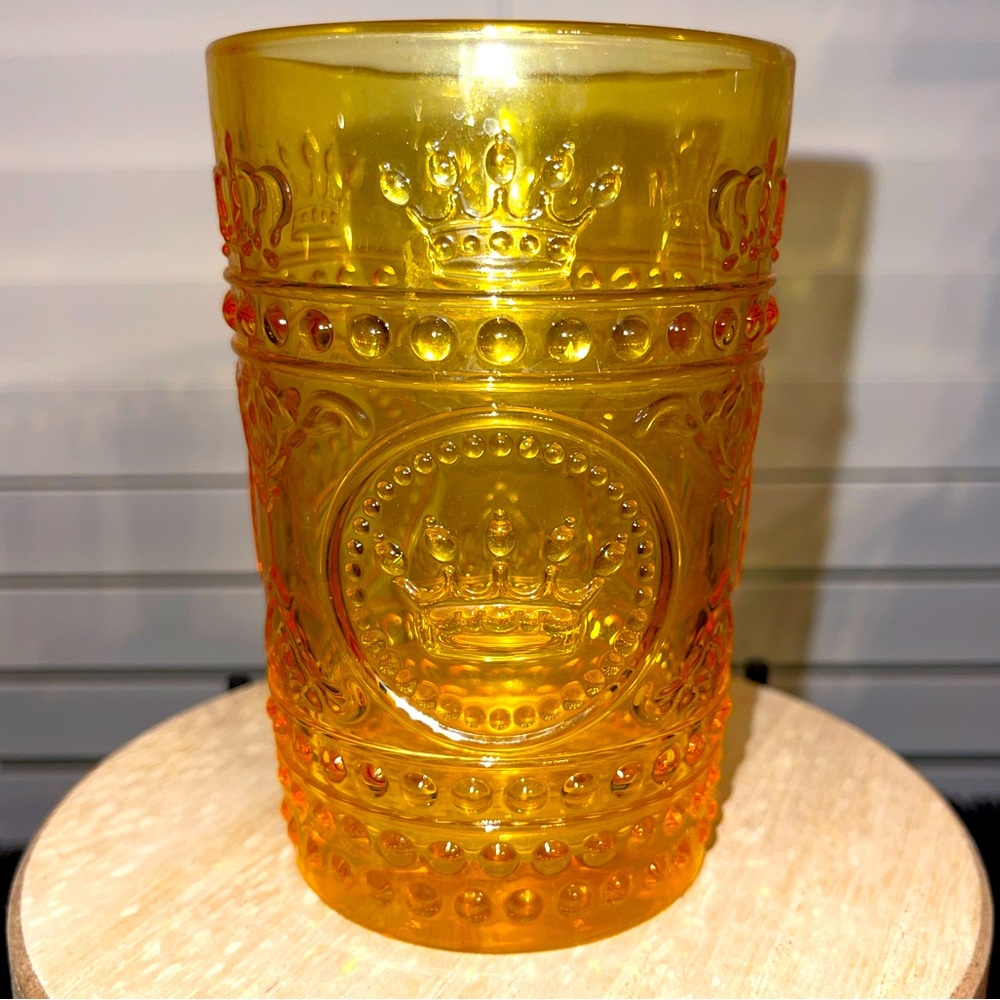Mooney Crown Embossed Glass Tumbler Yellowish/ Goldish